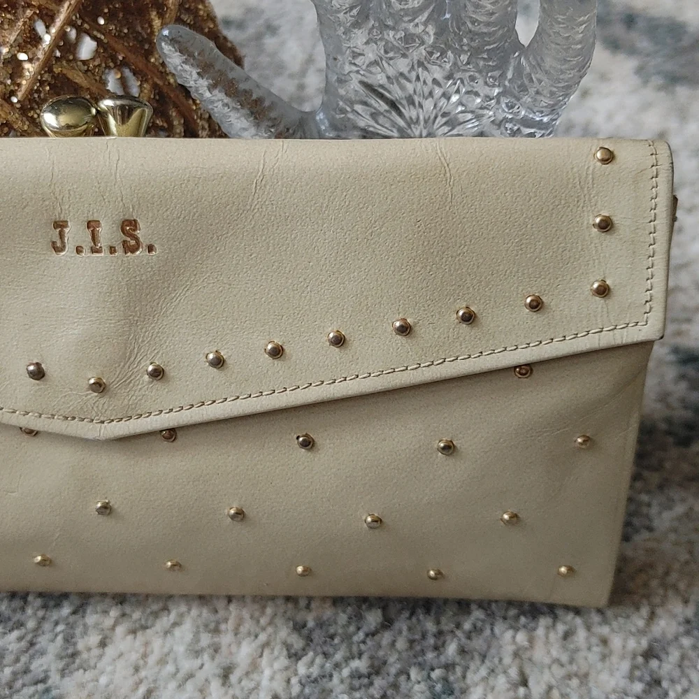 Princess Gardner Gahna Cowhide Gold Studded Womens Coin Purse Wallet